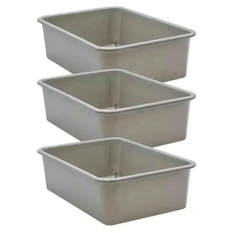 Teacher Created Resources Gray Large Plastic Storage Bin Pack of 3