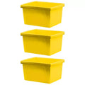 Storex 4 Gallon Storage Bin, Yellow, Pack of 3