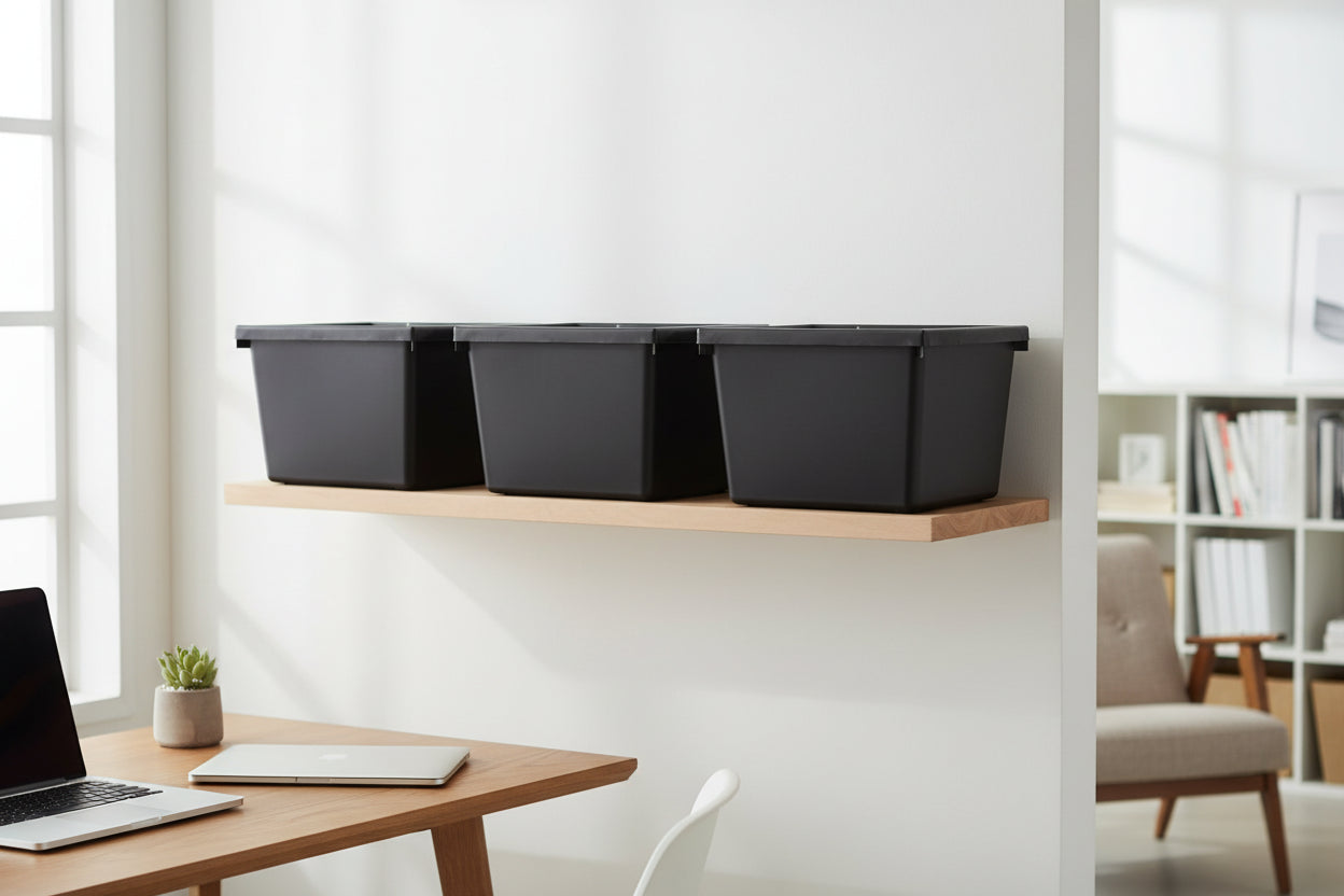 Storex Small Classroom Storage Bin Black Pack of 3