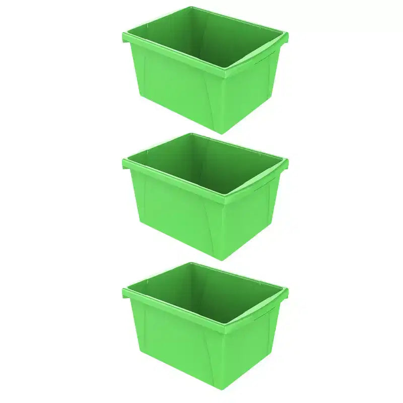 Storex Small Classroom Storage Bin Green Pack of 3