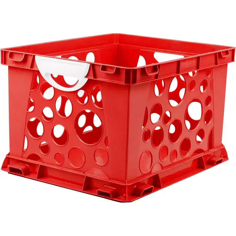 Storex Premium File Crate with Handles Classroom Red