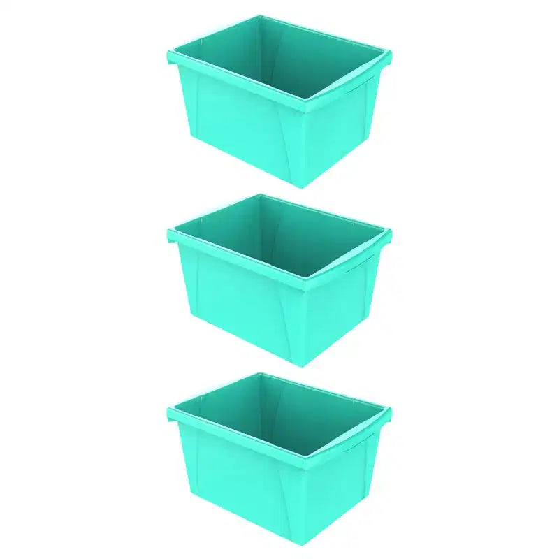 Storex 4 Gallon Storage Bin, Teal, Pack of 3